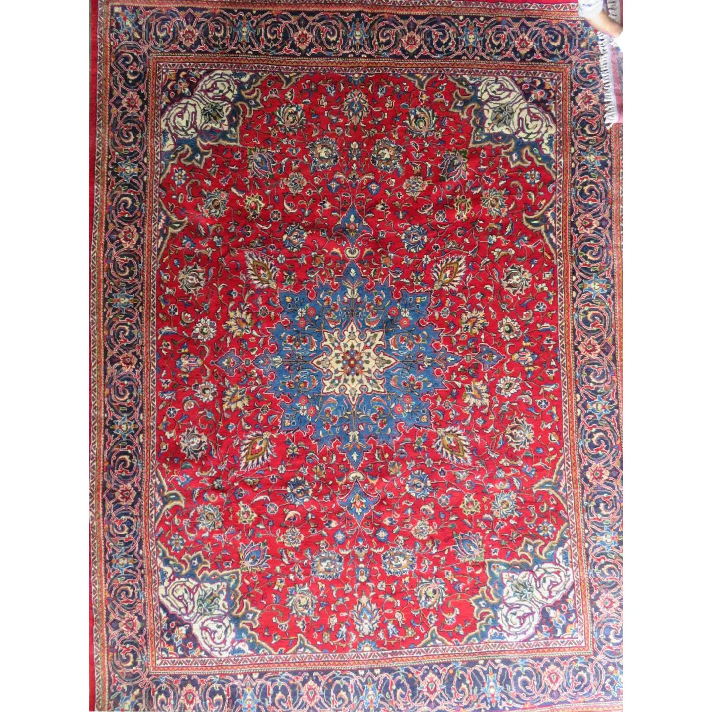 One Of The Kind Hand-Knotted Persian Wool Rug _ Luxurious Vintage Design, 13'5" x 9'8", Artisan Crafted